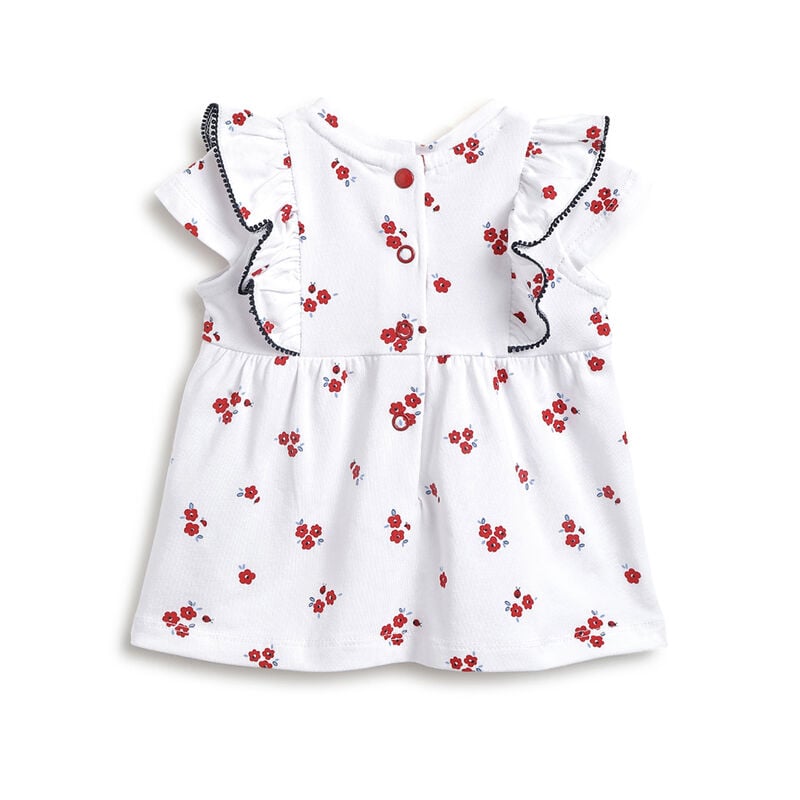 Girls White and Red Short Sleeve Dress with Panties image number 1